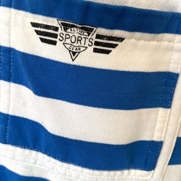80's Trader Bay Sweatshirt - Polo Pullover - Striped - Blue & White - Size XL - Picture 4 of 7